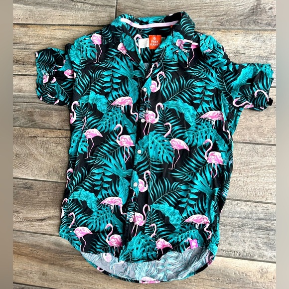 Free Planet Other - Free Planet Pink Flamingo Tropical Travel Hawaiian Rayon Spandex Shirt Sz M